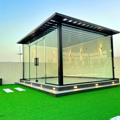 تصميم مجلس خارجي زجاجي للمناسبات – القرني حداد 2000