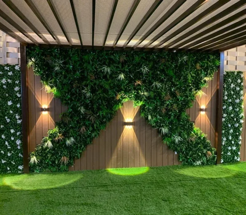 تنفيذ جلسات خارجية مع إضاءة و عشب صناعي – القرني حداد 2000